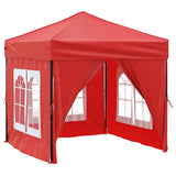 Folding Party Tent with Sidewalls Red 2x2 m
