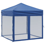 Folding Party Tent with Sidewalls Blue 2x2 m