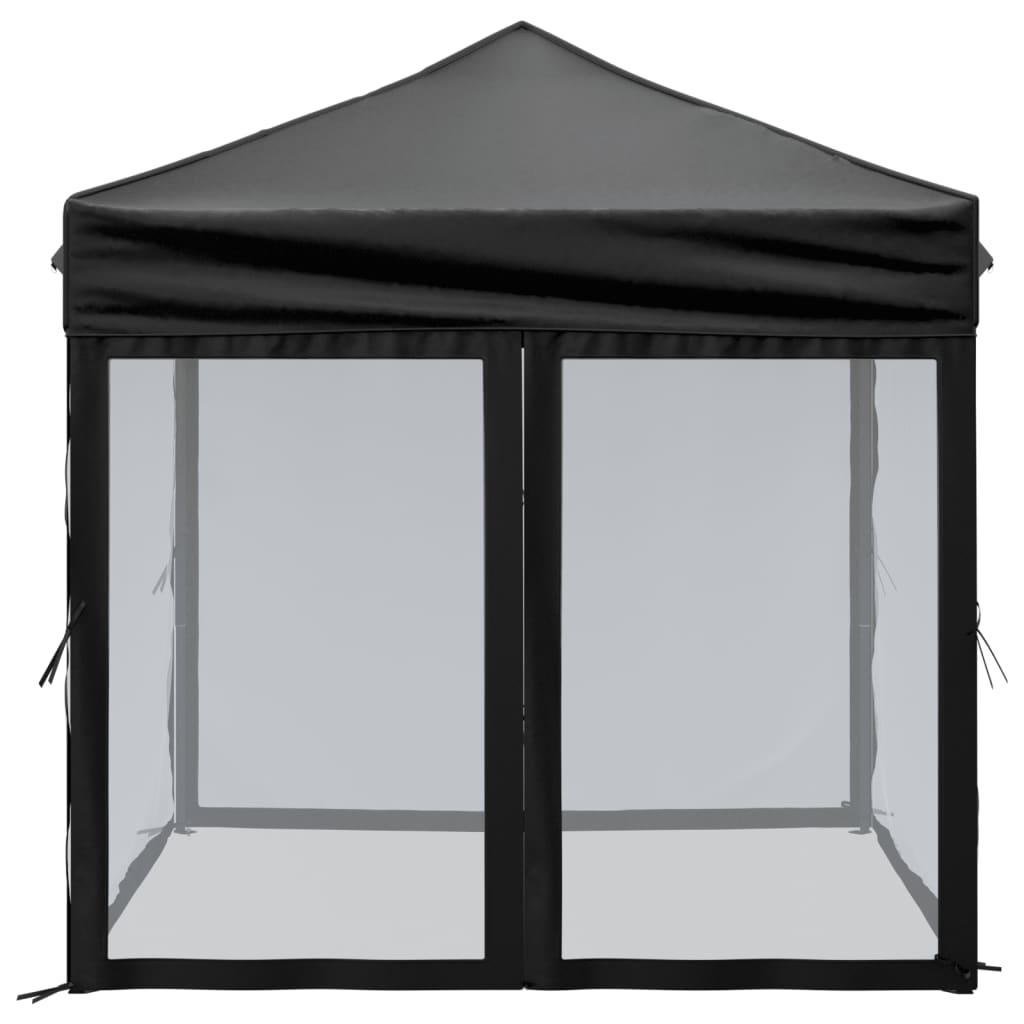 Folding Party Tent with Sidewalls Black 2x2 m