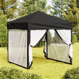 Folding Party Tent with Sidewalls Black 2x2 m