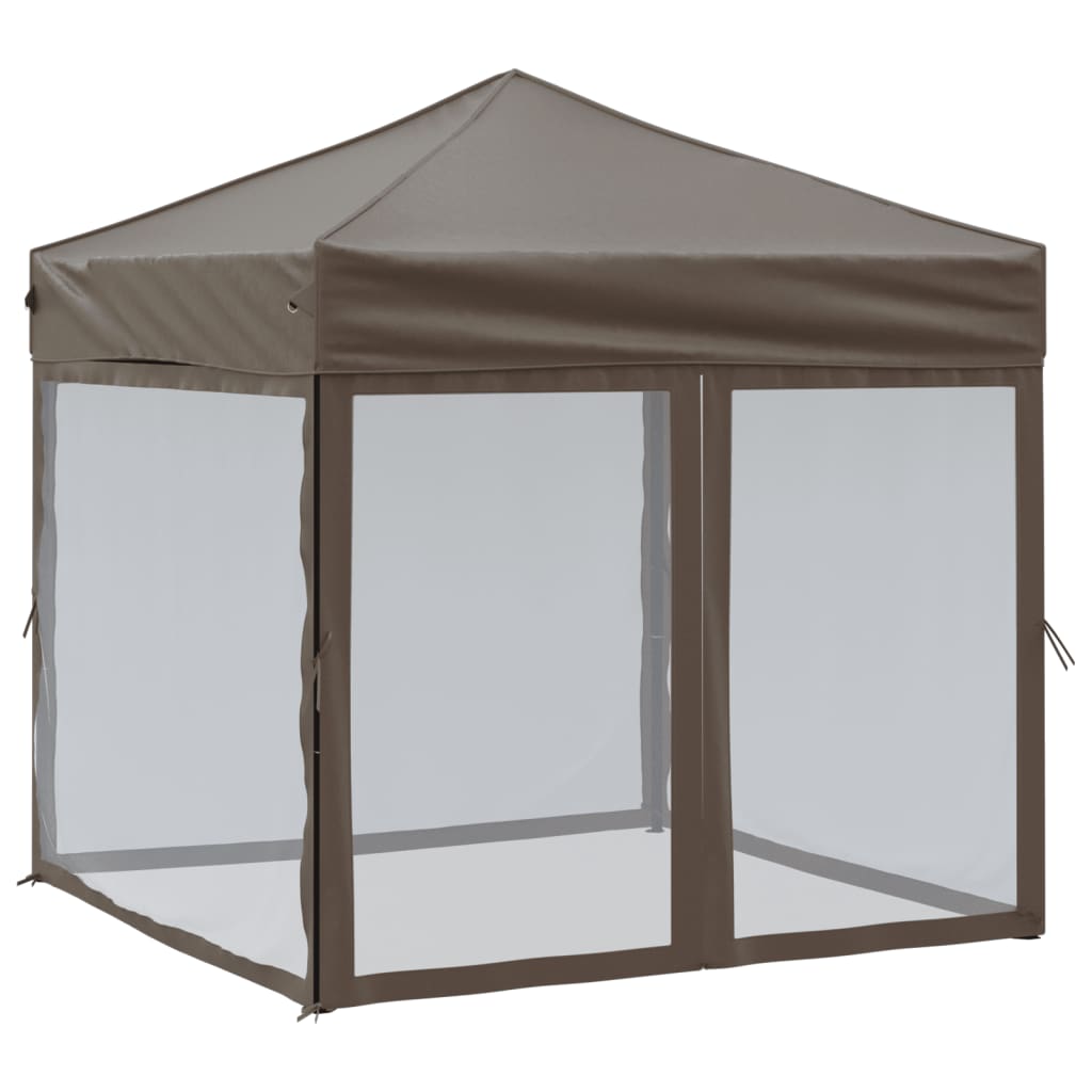 Folding Party Tent with Sidewalls Taupe 2x2 m