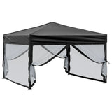 Folding Party Tent with Sidewalls Black 3x3 m