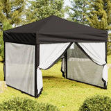 Folding Party Tent with Sidewalls Black 3x3 m