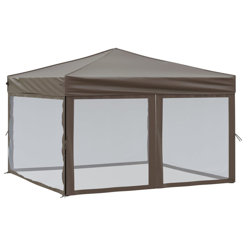 Folding Party Tent with Sidewalls Taupe 3x3 m