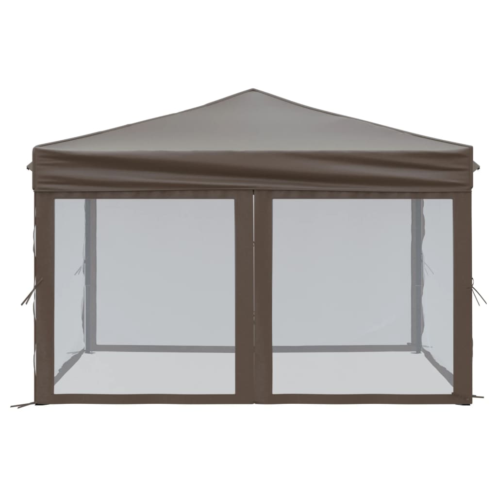 Folding Party Tent with Sidewalls Taupe 3x3 m