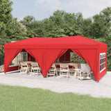 Folding Party Tent with Sidewalls Red 3x6 m