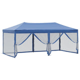 Folding Party Tent with Sidewalls Blue 3x6 m