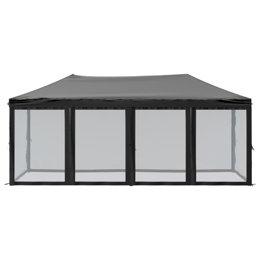 Folding Party Tent with Sidewalls Black 3x6 m