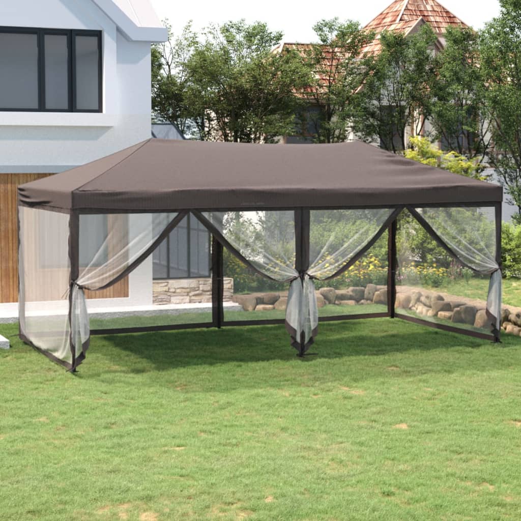 Folding Party Tent with Sidewalls Taupe 3x6 m