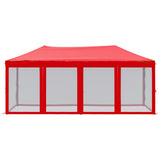 Folding Party Tent with Sidewalls Red 3x6 m