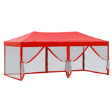 Folding Party Tent with Sidewalls Red 3x6 m