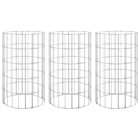Circular Gabion Raised Beds 3 pcs Galvanised Steel Ø30x50 cm