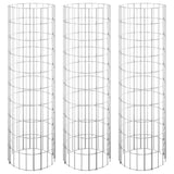 Circular Gabion Raised Beds 3 pcs Galvanised Steel Ø30x100 cm