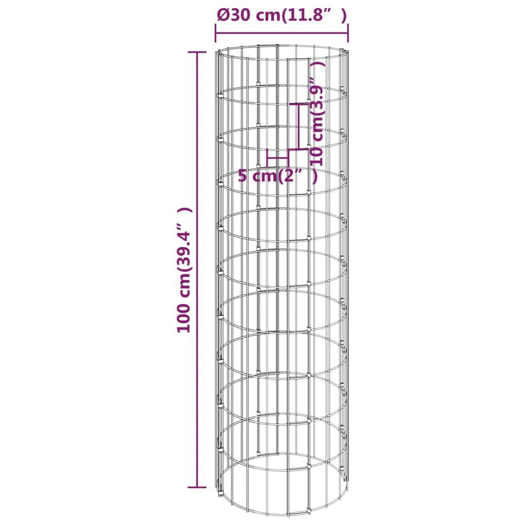 Circular Gabion Raised Beds 3 pcs Galvanised Steel Ø30x100 cm