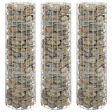 Circular Gabion Raised Beds 3 pcs Galvanised Steel Ø30x100 cm