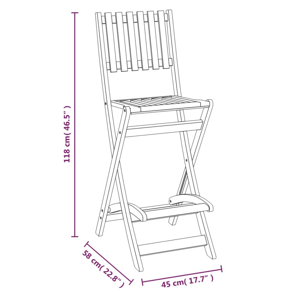 vidaXL Folding Outdoor Bar Stools 2 pcs Solid Wood Acacia