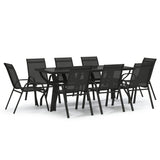 9 Piece Garden Dining Set Black