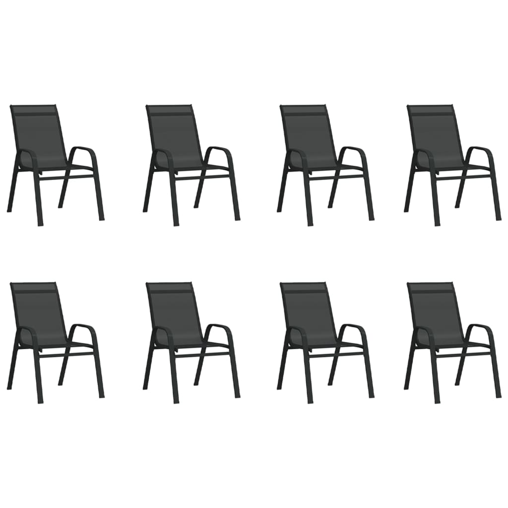 9 Piece Garden Dining Set Black
