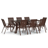 9 Piece Garden Dining Set Brown and Black