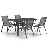 5 Piece Garden Dining Set Grey and Black