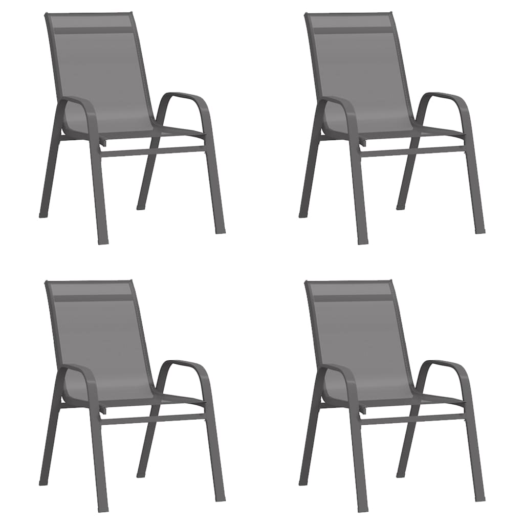 5 Piece Garden Dining Set Grey and Black