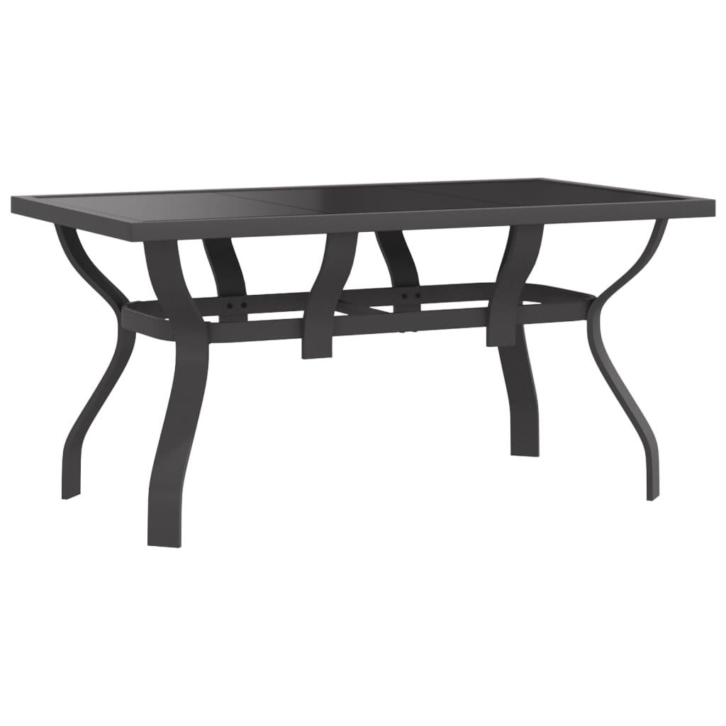 5 Piece Garden Dining Set Grey and Black