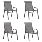 5 Piece Garden Dining Set Grey and Black