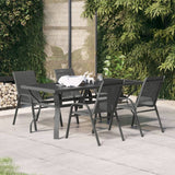 5 Piece Garden Dining Set Grey and Black