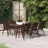 7 Piece Garden Dining Set Brown and Black