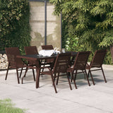 7 Piece Garden Dining Set Brown and Black