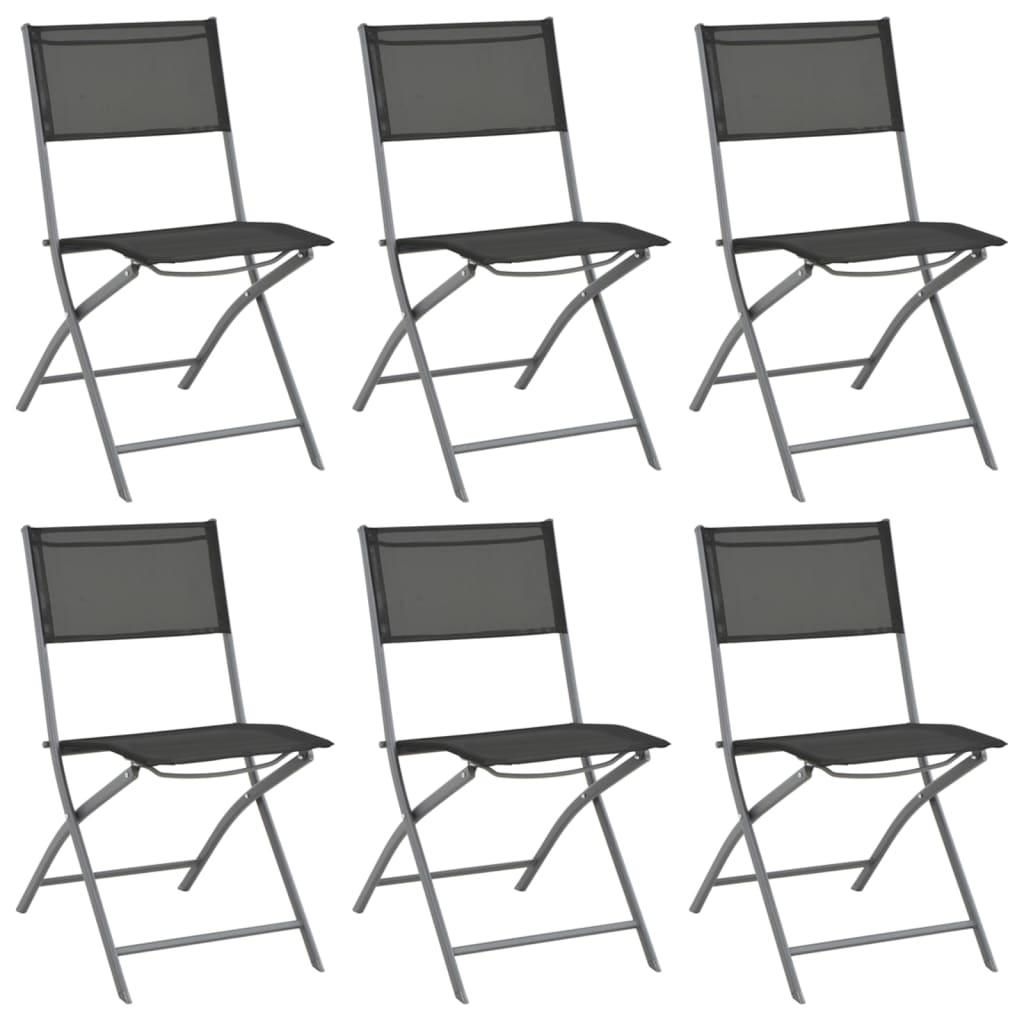 7 Piece Garden Dining Set Grey and Black