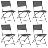 7 Piece Garden Dining Set Grey and Black