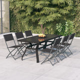 7 Piece Garden Dining Set Grey and Black