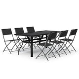 7 Piece Garden Dining Set Grey and Black