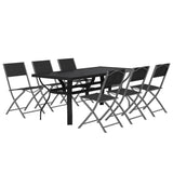 7 Piece Garden Dining Set Grey and Black