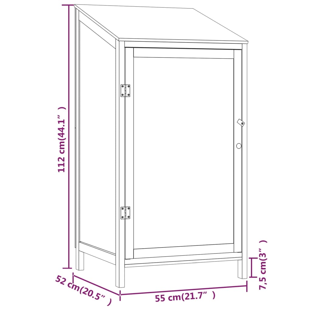 Garden Shed 55x52x112 cm Solid Wood Fir