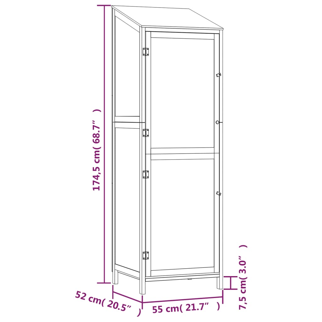 Garden Shed Anthracite 55x52x174.5 cm Solid Wood Fir