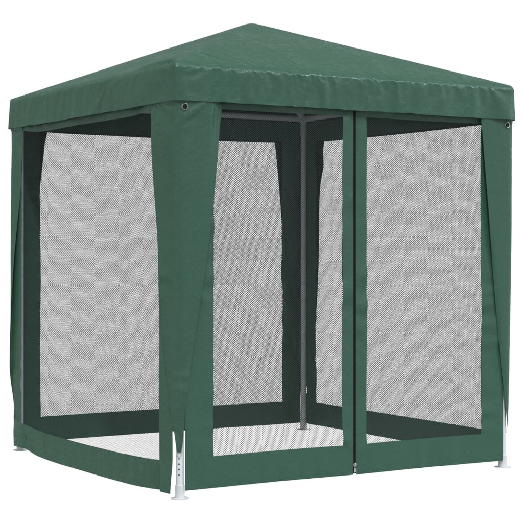 Party Tent with 4 Mesh Sidewalls Green 2x2 m HDPE