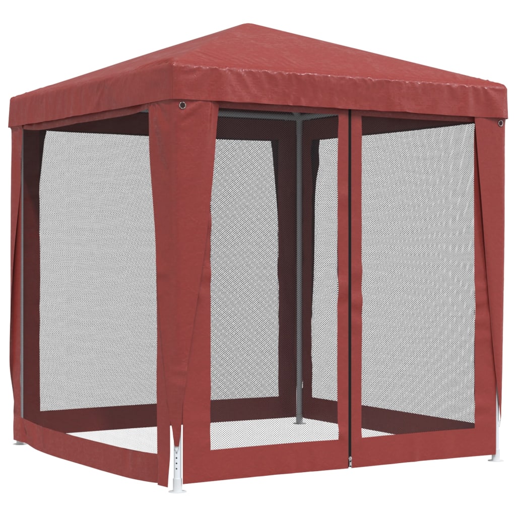 Party Tent with 4 Mesh Sidewalls Red 2x2 m HDPE