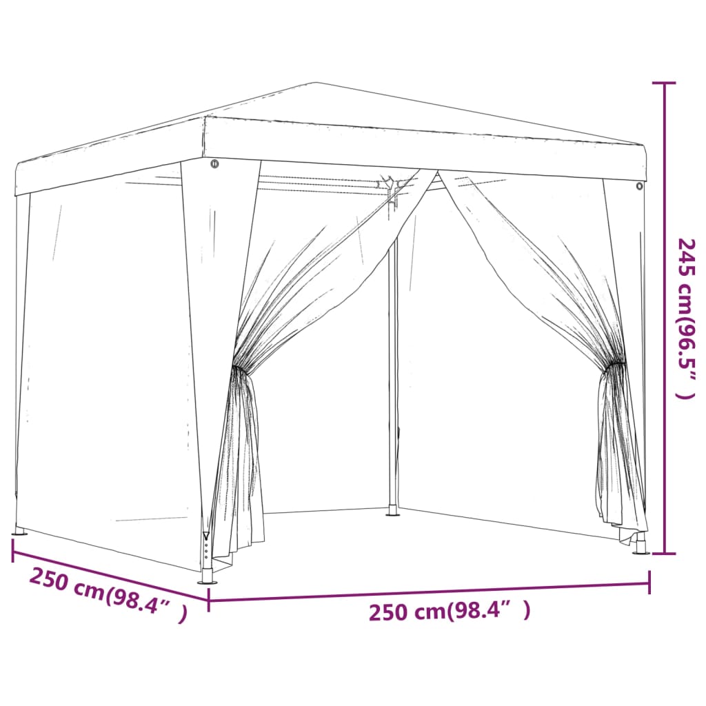 Party Tent with 4 Mesh Sidewalls Anthracite 2.5x2.5 m HDPE