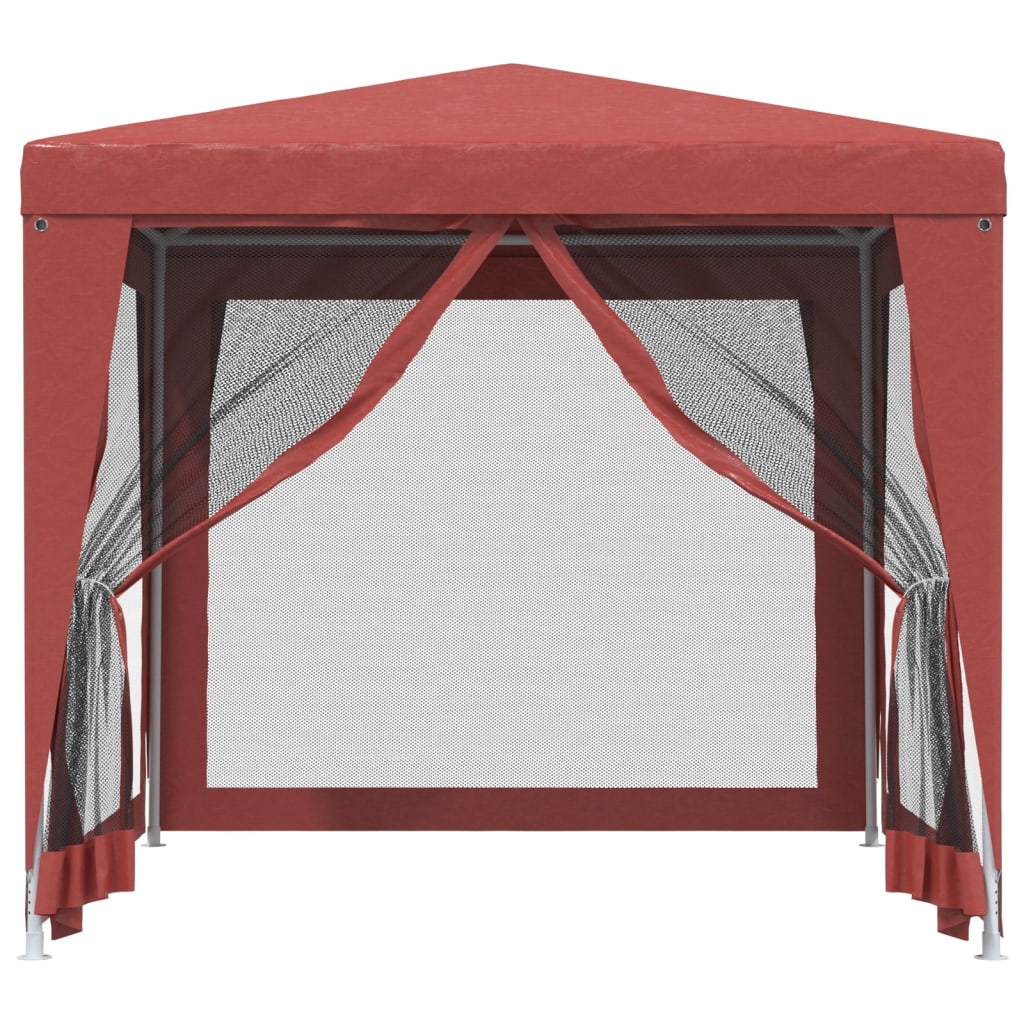 Party Tent with 4 Mesh Sidewalls Red 2.5x2.5 m HDPE