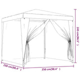 Party Tent with 4 Mesh Sidewalls Red 2.5x2.5 m HDPE