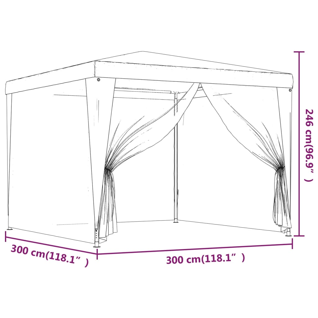 Party Tent with 4 Mesh Sidewalls Green 3x3 m HDPE