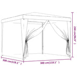 Party Tent with 4 Mesh Sidewalls Red 3x3 m HDPE