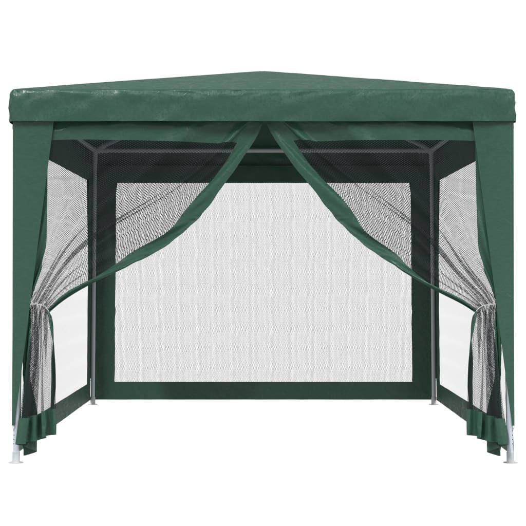 Party Tent with 4 Mesh Sidewalls Green 3x4 m HDPE