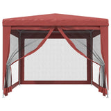 Party Tent with 4 Mesh Sidewalls Red 3x4 m HDPE