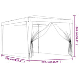 Party Tent with 4 Mesh Sidewalls Red 3x4 m HDPE