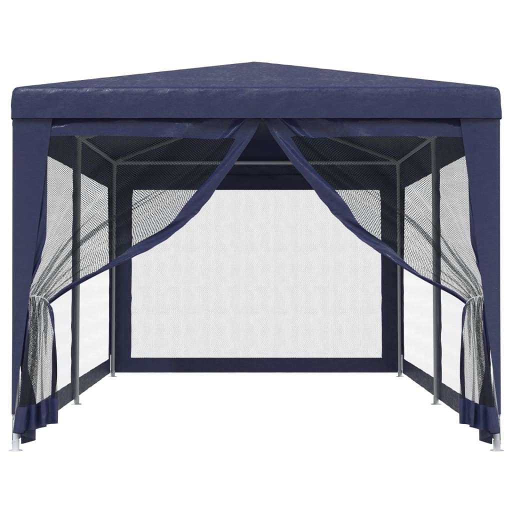 Party Tent with 6 Mesh Sidewalls Blue 3x6 m HDPE