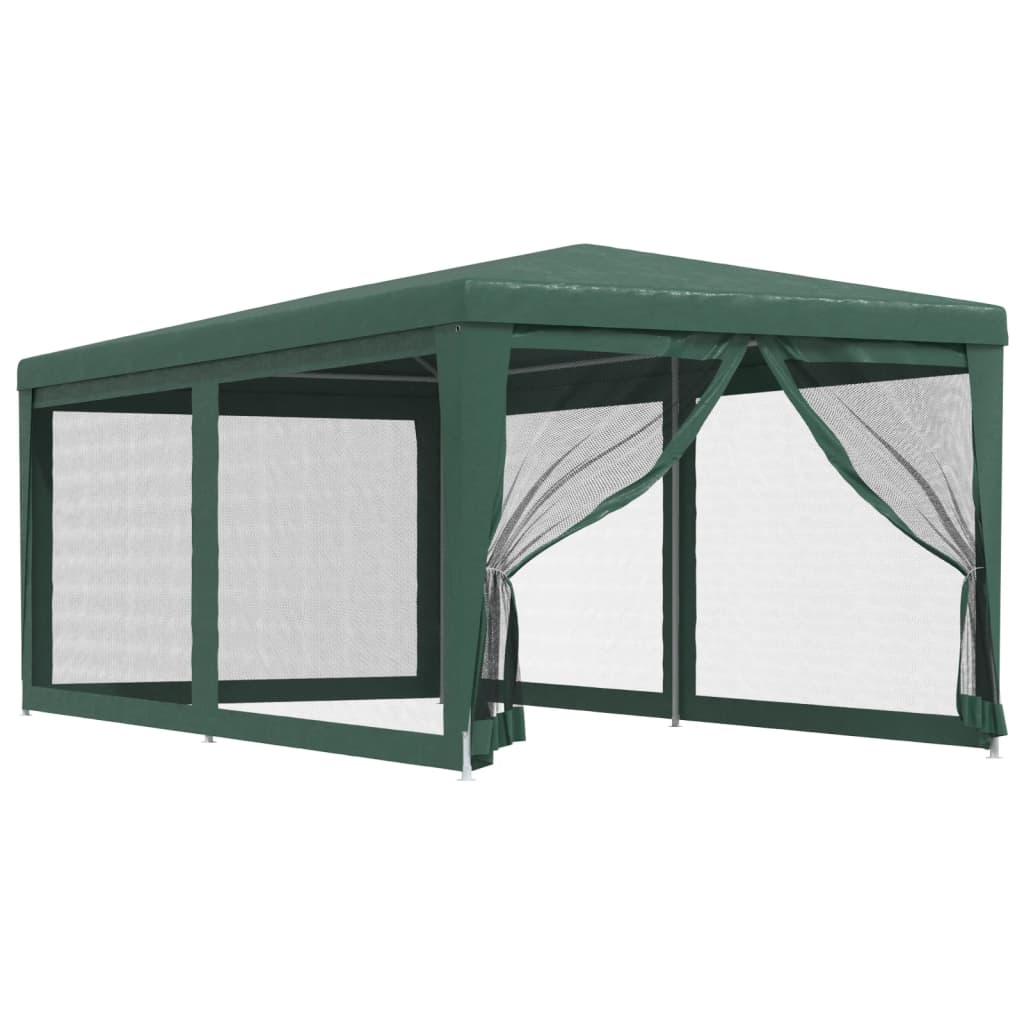 Party Tent with 6 Mesh Sidewalls Green 3x6 m HDPE