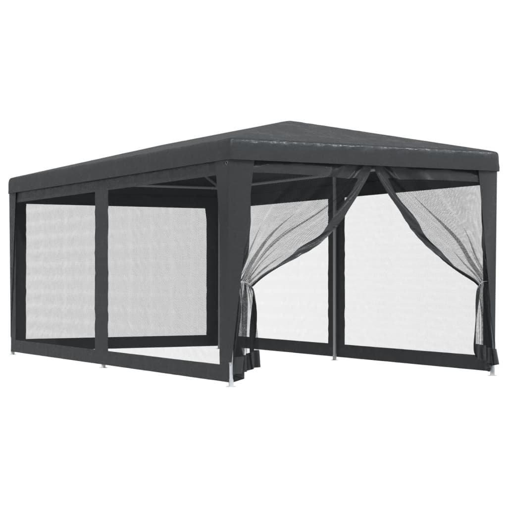 Party Tent with 6 Mesh Sidewalls Anthracite 3x6 m HDPE